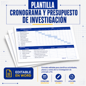 Cronograma y presupuesto de investigación editable